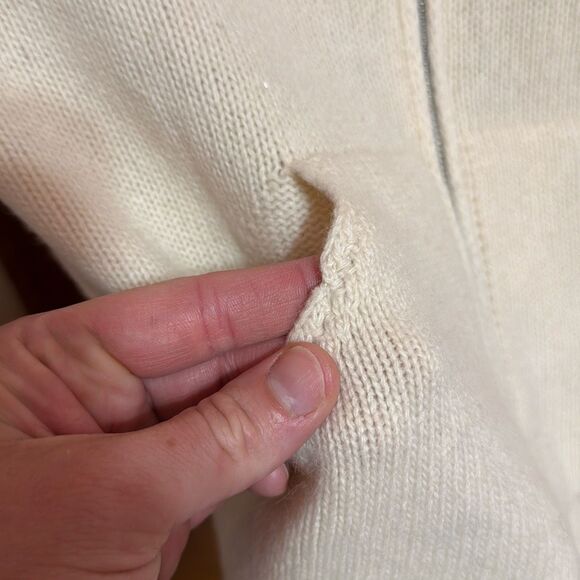 United Colors of Benneton Cream Knit Turtleneck Cardigan Women’s Small - Picture 4 of 6